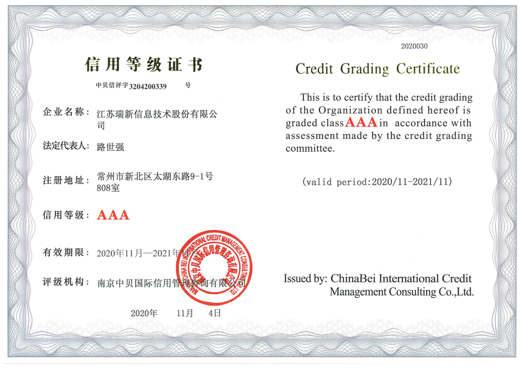 3A信用等级证书（2020.11-2021.11）